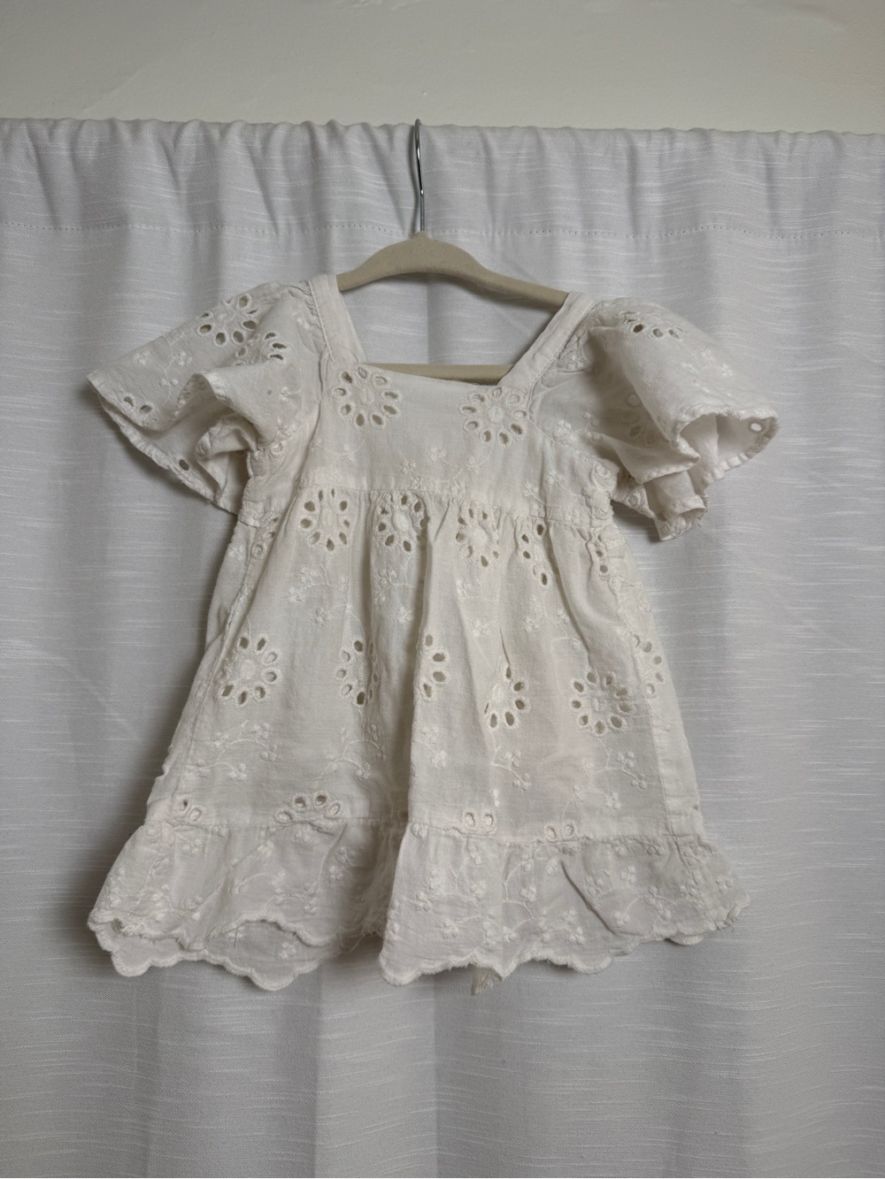 Zara Baby White Eyelet Embroidered Dress Boho Cottagecore | Size 9-12 M - Picture 8 of 12